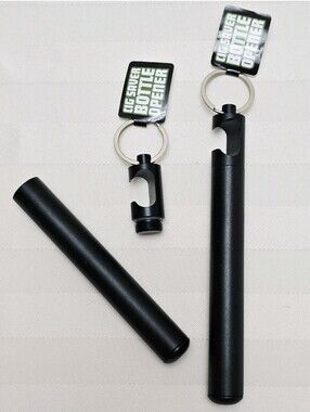 NWT Smokezilla Black Metal Keychain Storage Tube Container with Bottle Opener